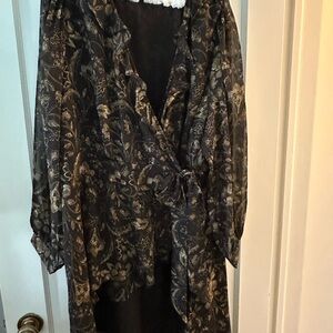 Torrid Black and Gold Floral Blouse